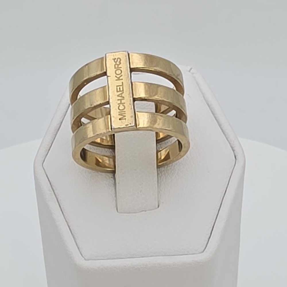 MICHAEL KORS Barrel Ring Stacked Yellow Gold Finish Size 7 FREE $hipping!!